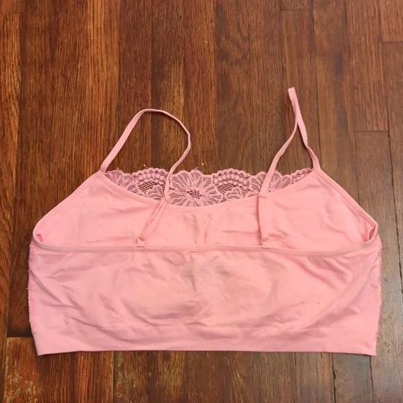 No Boundaries adjustable pink mesh lace bralette cami bra with inserts - Picture 5 of 7